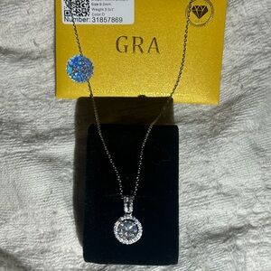 Gorgeous 3 carat moissanite round halo necklace